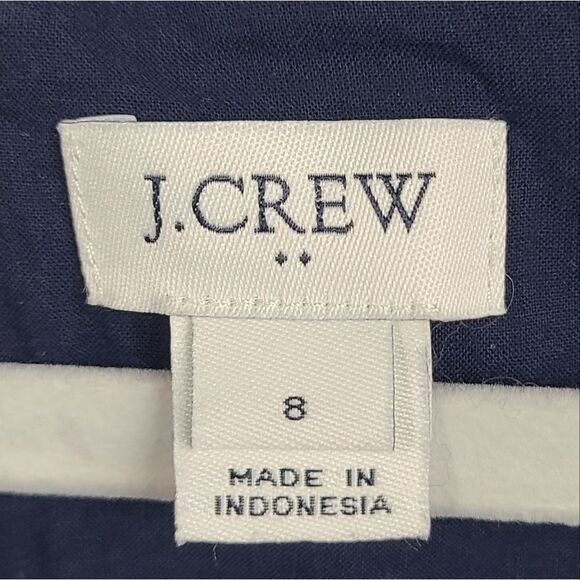 J.Crew Scalloped Basketweave Navy Blue Sleeveless Tank Dress Fit & Flare Size 8 - Picture 4 of 12